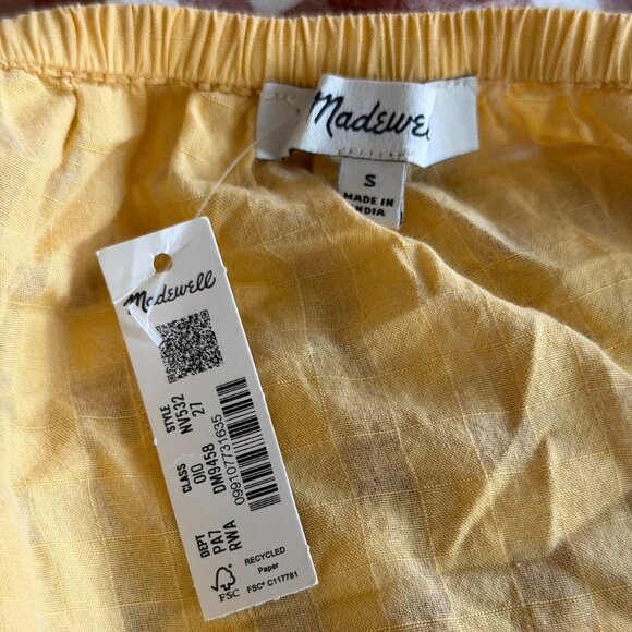 Madewell Smocked-Waist Crop Top in Autumn Gold, Size Small - Picture 6 of 8